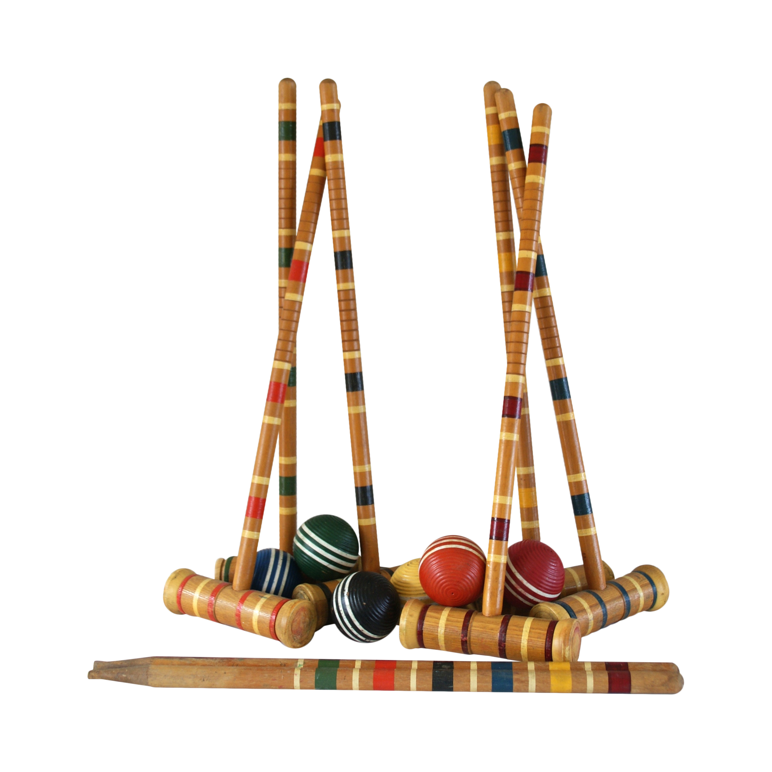 Croquet Sticks And Croquet Balls Stacked Together
