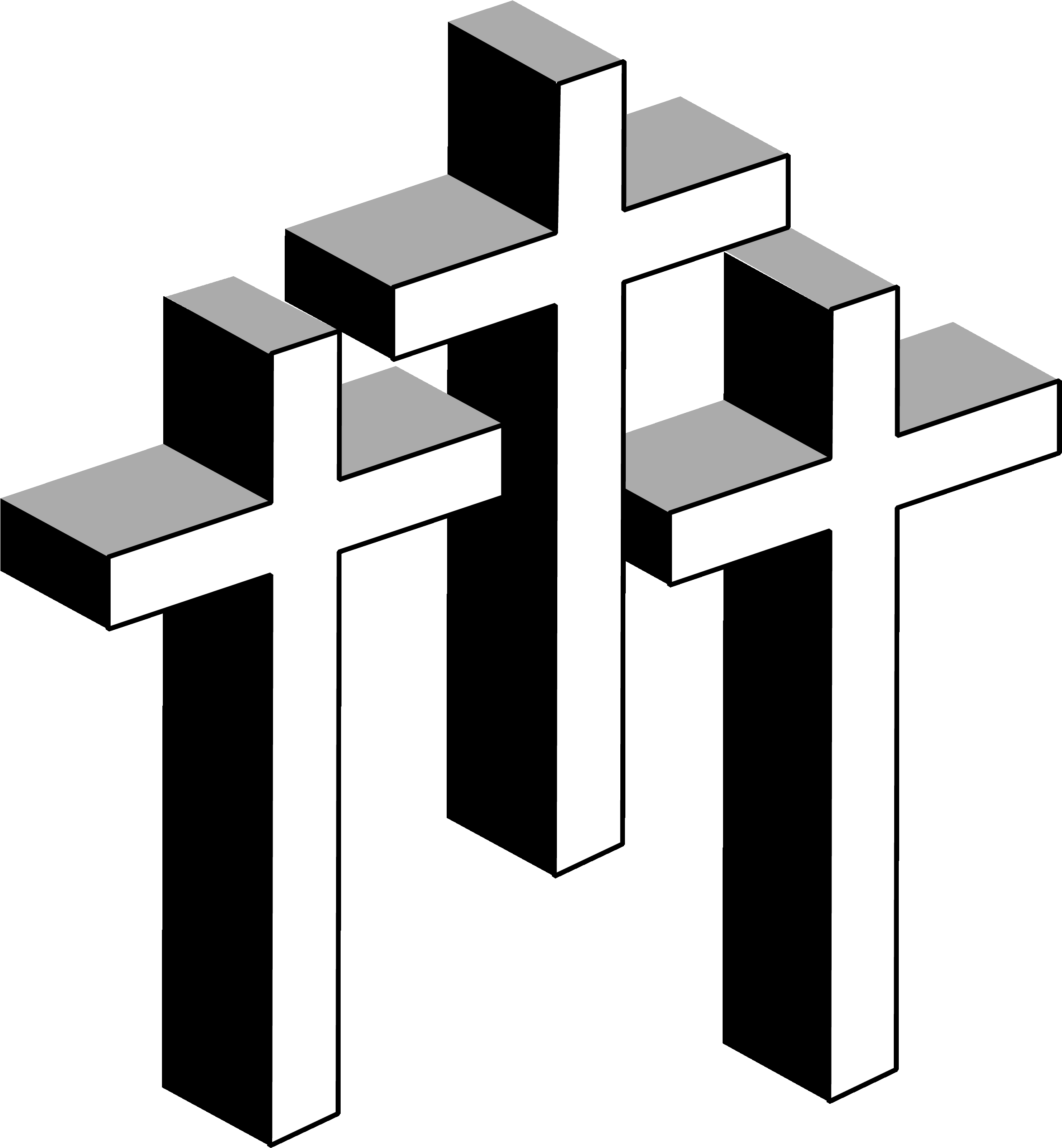 A Group Of White Crosses