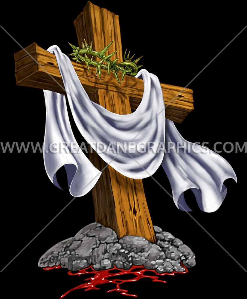 Cross With Crown Of Thorns - Cross With Crown Of Thorns Png