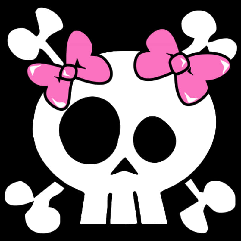 A Cartoon Skull With Bows