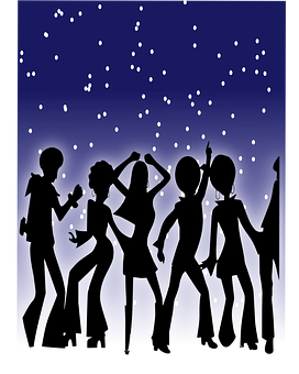 A Group Of People Dancing At Night