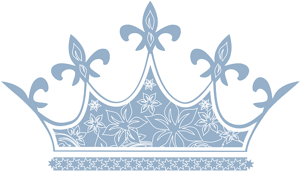 A Blue Crown With White Flowers And Stars