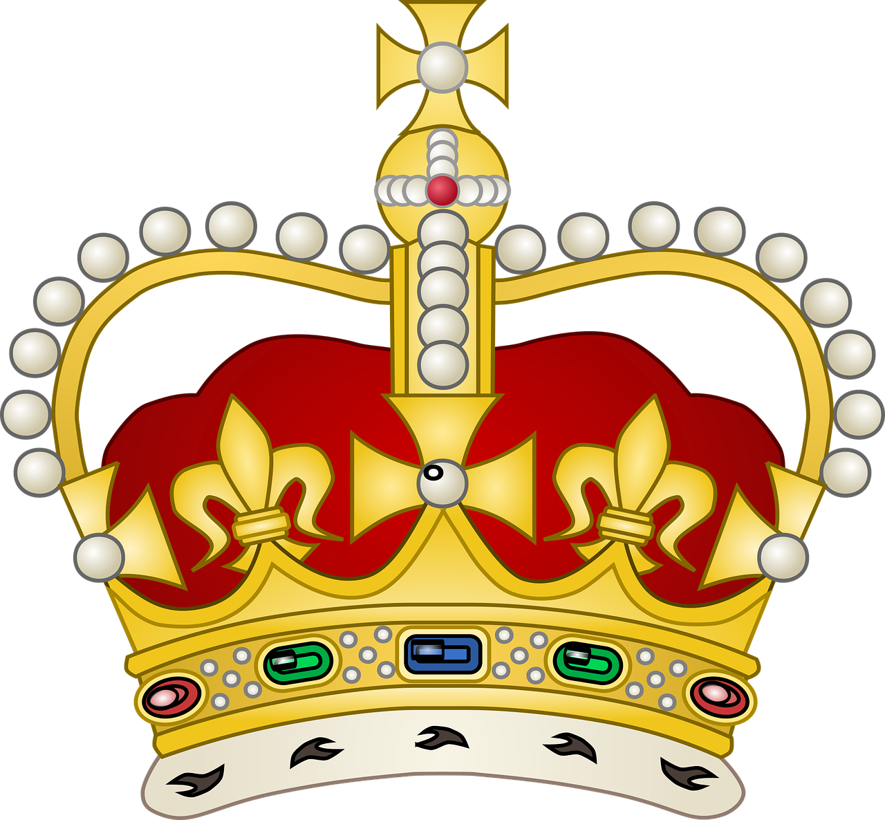 A Gold Crown With Red And White Jewels