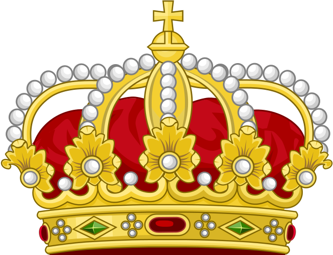 A Gold Crown With Pearls And A Red Heart