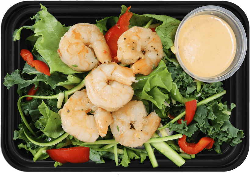 A Salad With Shrimp And Vegetables