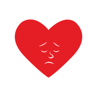 A Red Heart With A Sad Face