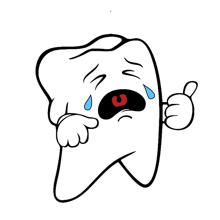 A Cartoon Of A Tooth With A Crying Face