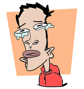 A Cartoon Of A Man With Tears On His Eyes