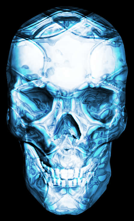 A Blue Skull With Black Background