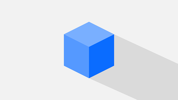 A Blue Cube With A Shadow