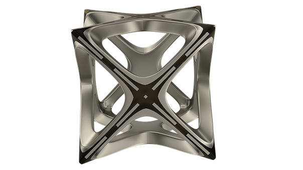 A Silver Cube With Black Lines