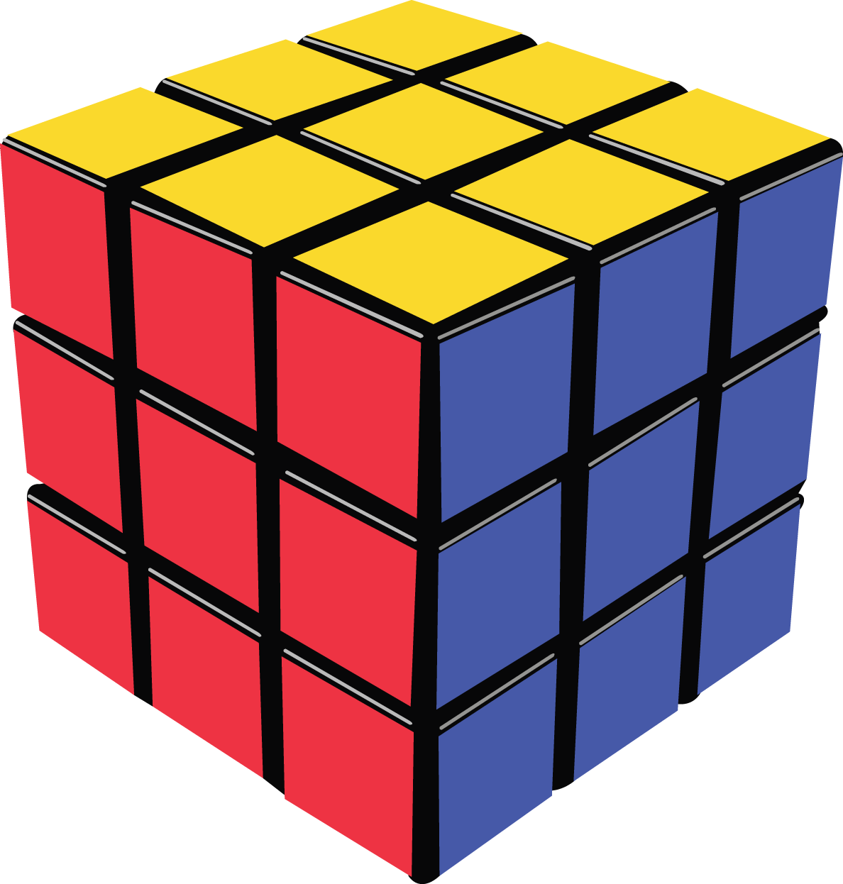 A Colorful Cube With Black Lines