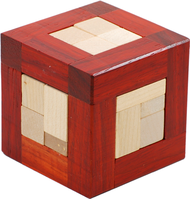 A Wooden Cube With Different Colored Blocks