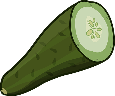 A Green Cucumber Cut In Half