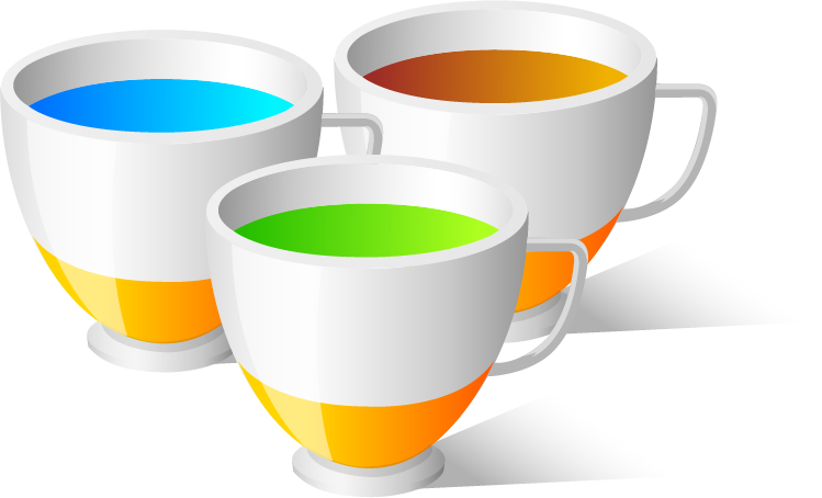 A Group Of Cups With Different Colored Liquid