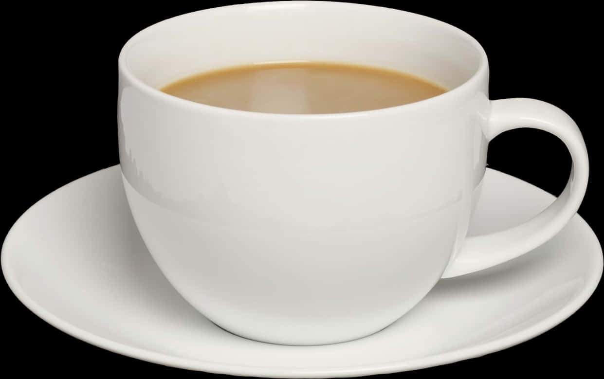 A White Cup With Brown Liquid In It