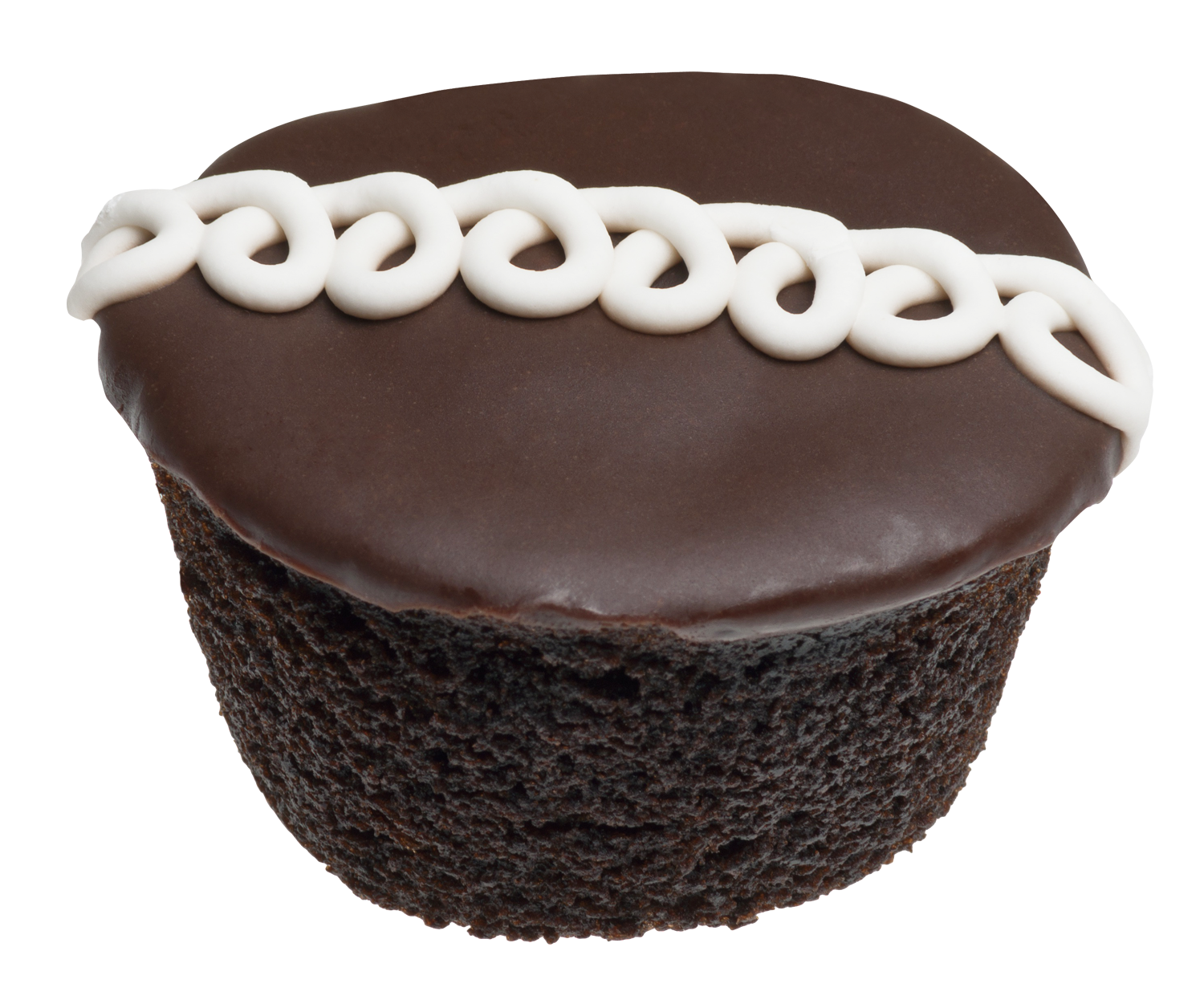 A Chocolate Cupcake With White Frosting