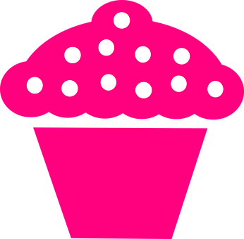 A Pink Cupcake With White Dots