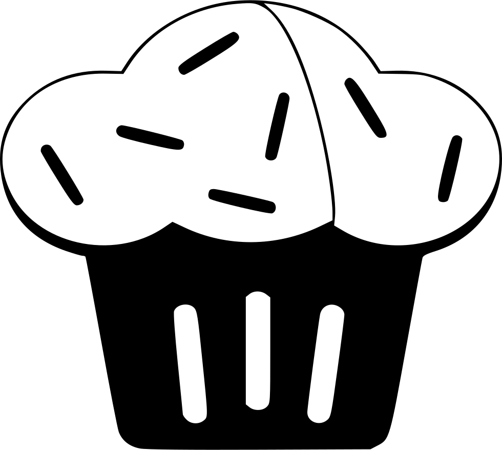 A Black And White Image Of A Cupcake