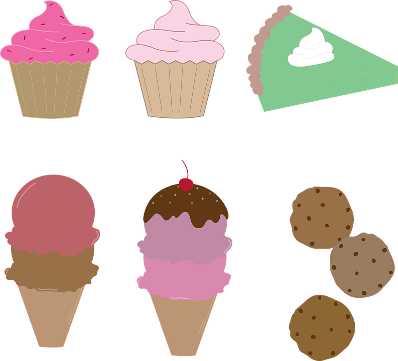 A Group Of Ice Cream Cones And Cookies