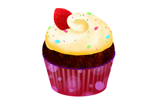 A Cupcake With A Strawberry On Top