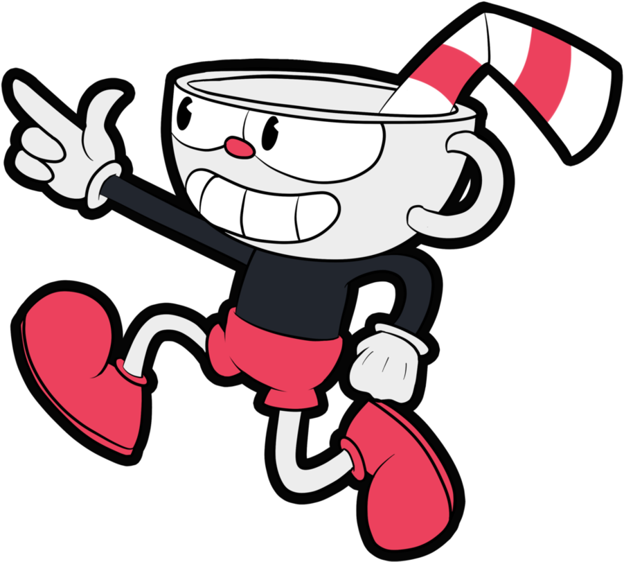 Cartoon Character Running With A Cup And A Candy Cane
