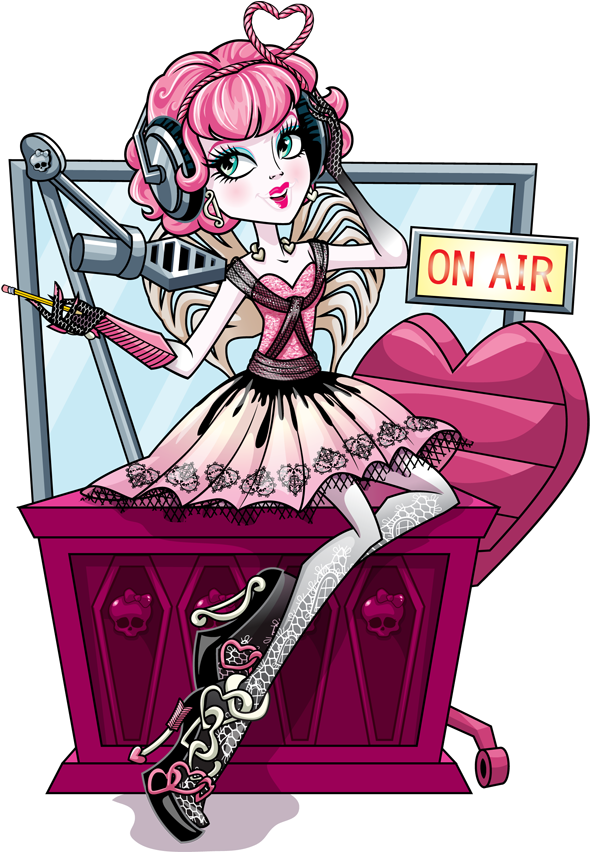 Cartoon Of A Girl With Pink Hair And Headphones Sitting On A Chest