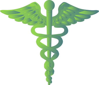 A Green Medical Symbol With Wings