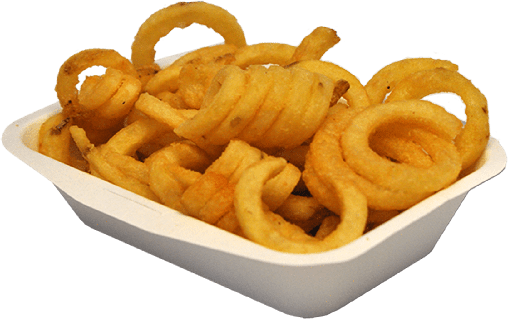 A White Container With Curly Fries