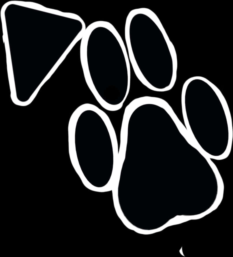 A Paw Print With White Outline