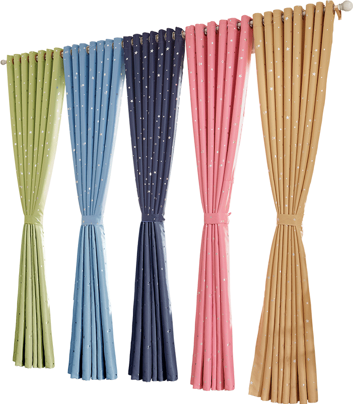 A Group Of Colorful Curtains