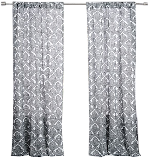 A Pair Of Curtains With A Black Background