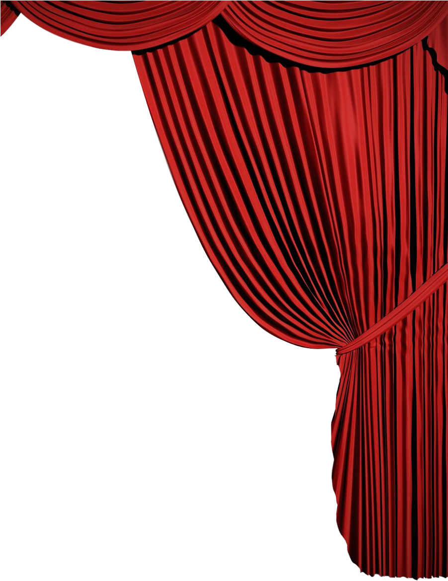 A Red Curtain With Black Stripes
