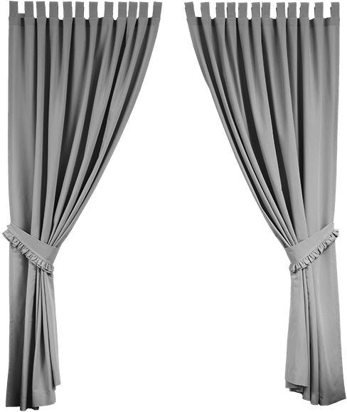A Grey Curtain With Ruffles