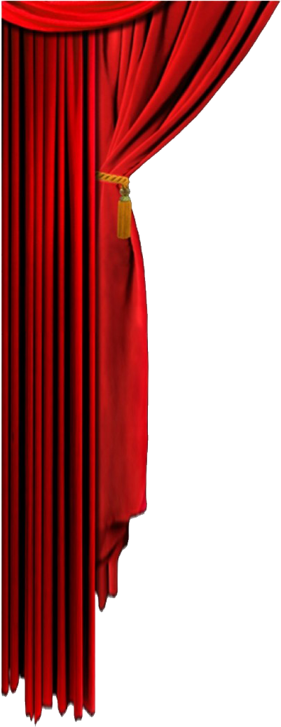 A Red Curtain With A Gold Handle