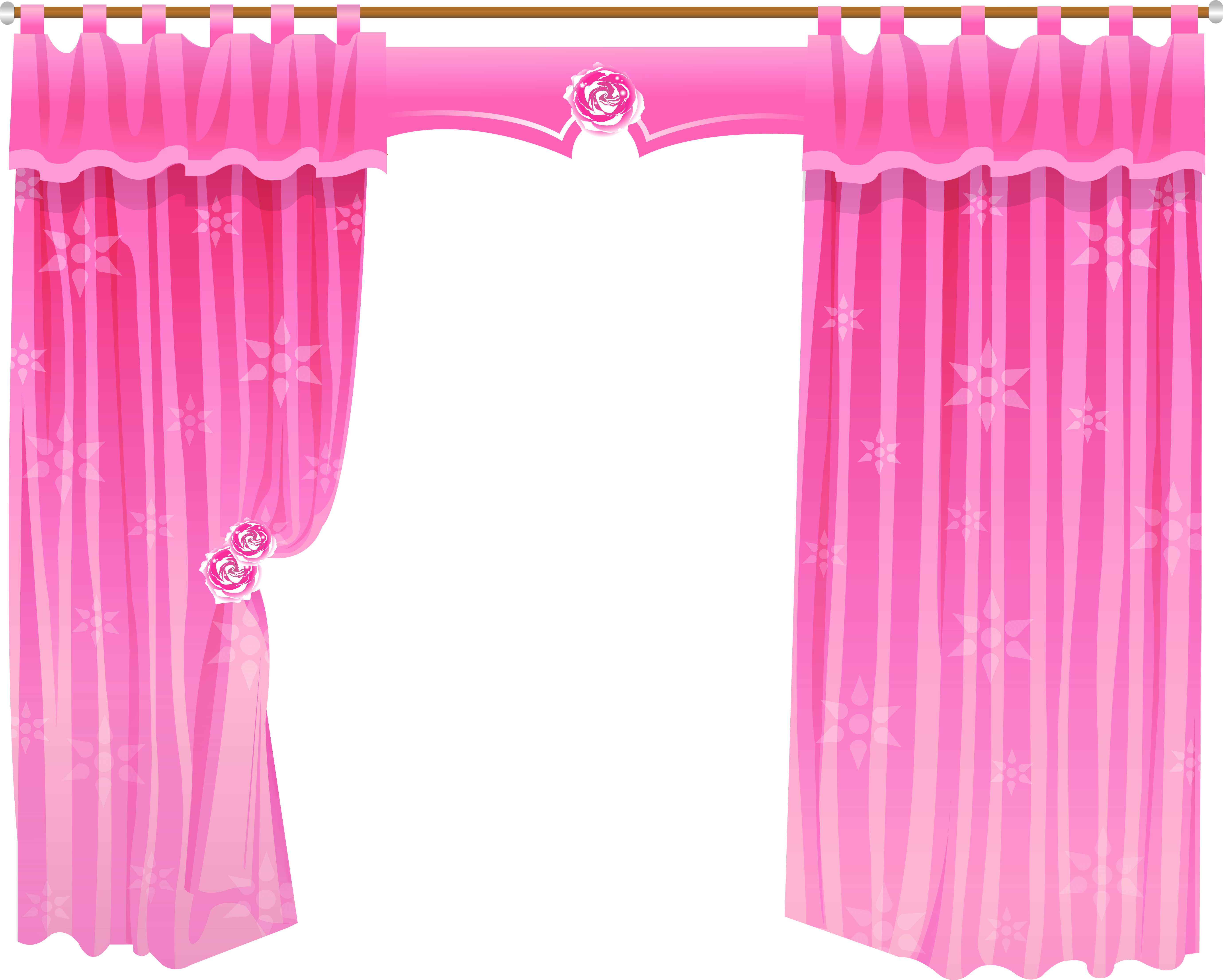 A Pink Curtains With Flowers