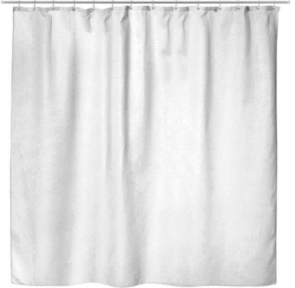 A White Shower Curtain With A Black Background