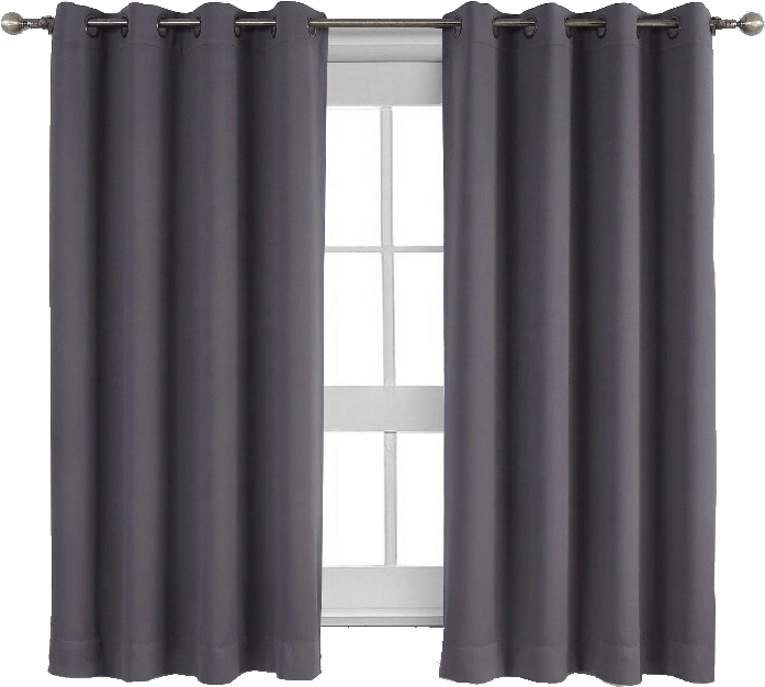 A Grey Curtains On A Window