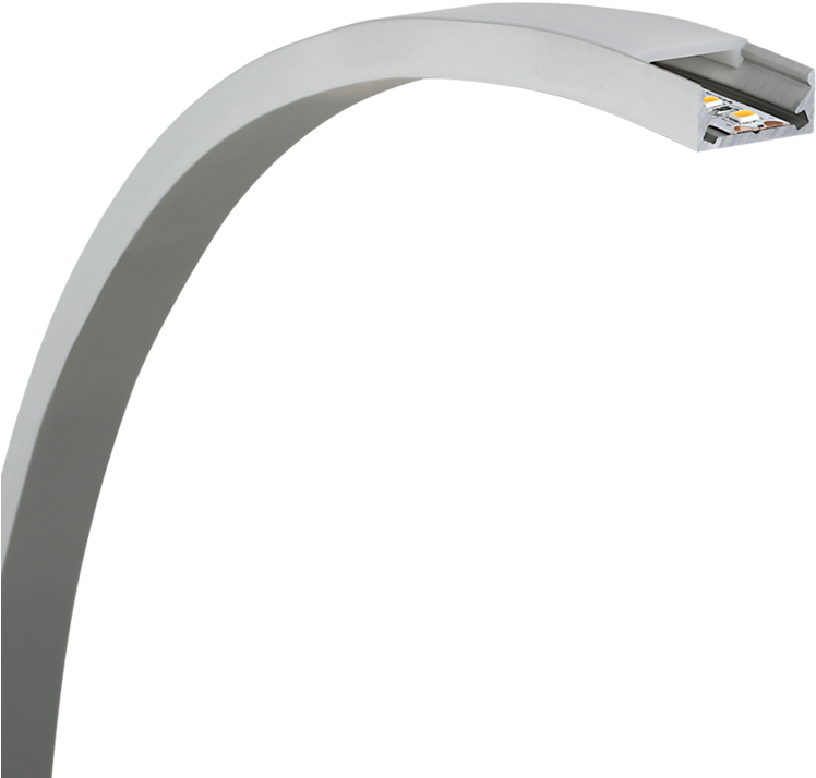 A White Curved Light Fixture With A Black Background