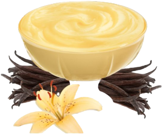 A Bowl Of Vanilla Pudding And Vanilla Sticks