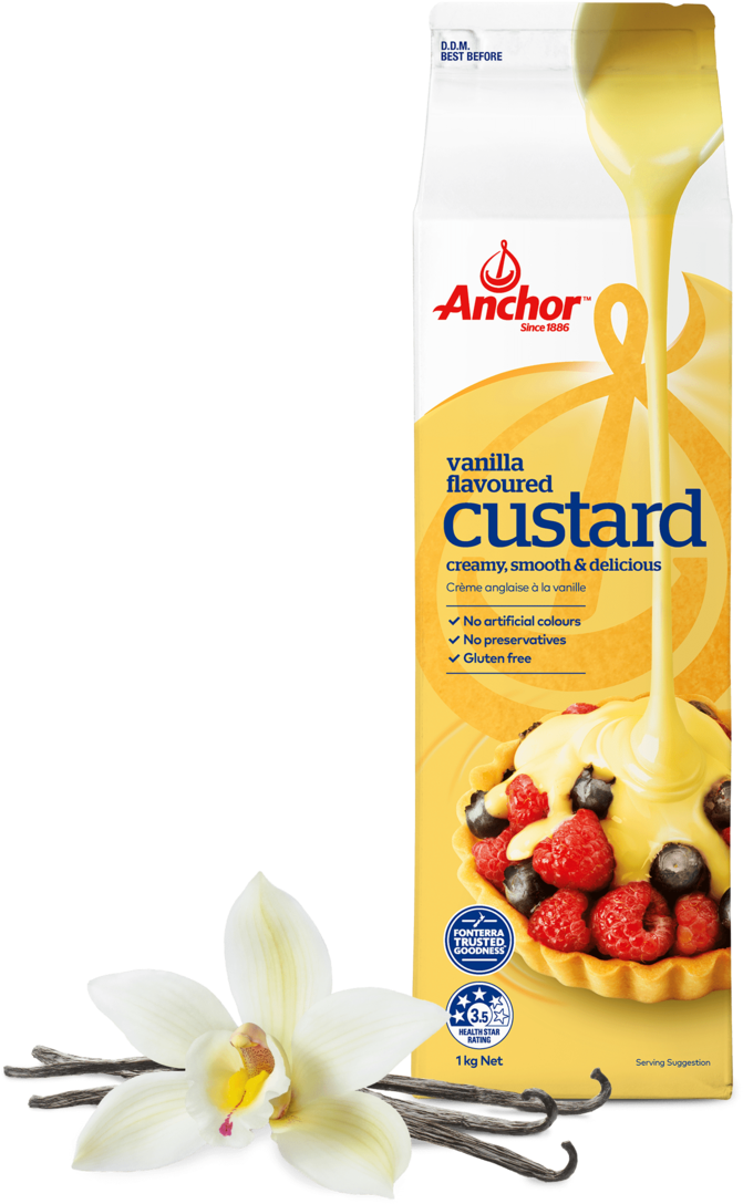 A Carton Of Custard With A White Flower