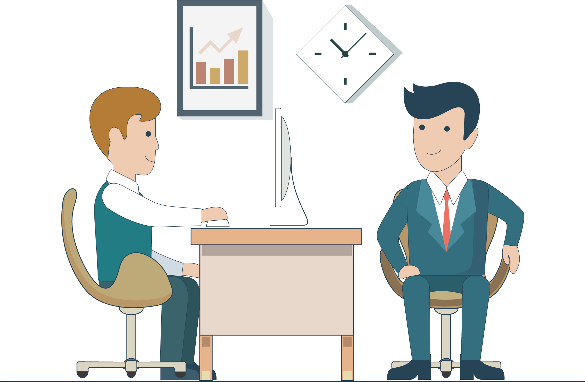 A Cartoon Of Two Men Sitting At A Desk