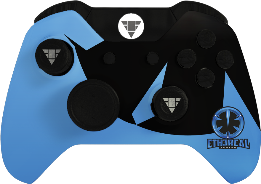 A Blue And Black Video Game Controller