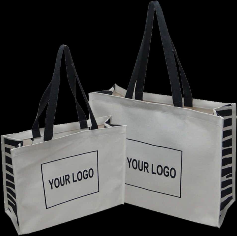 Two White Bags With Black Handles