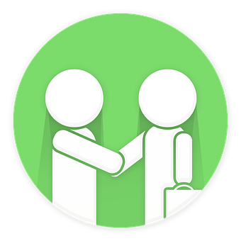 A Green Circle With Two People Shaking Hands