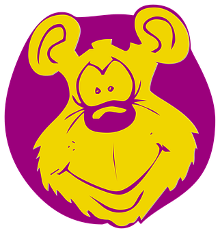 A Cartoon Bear Face In A Purple Circle