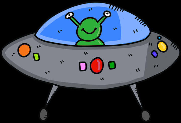 A Cartoon Of A Alien In A Spaceship
