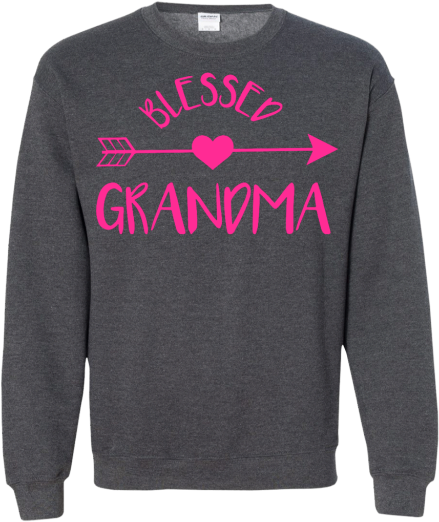 A Grey Sweatshirt With Pink Text