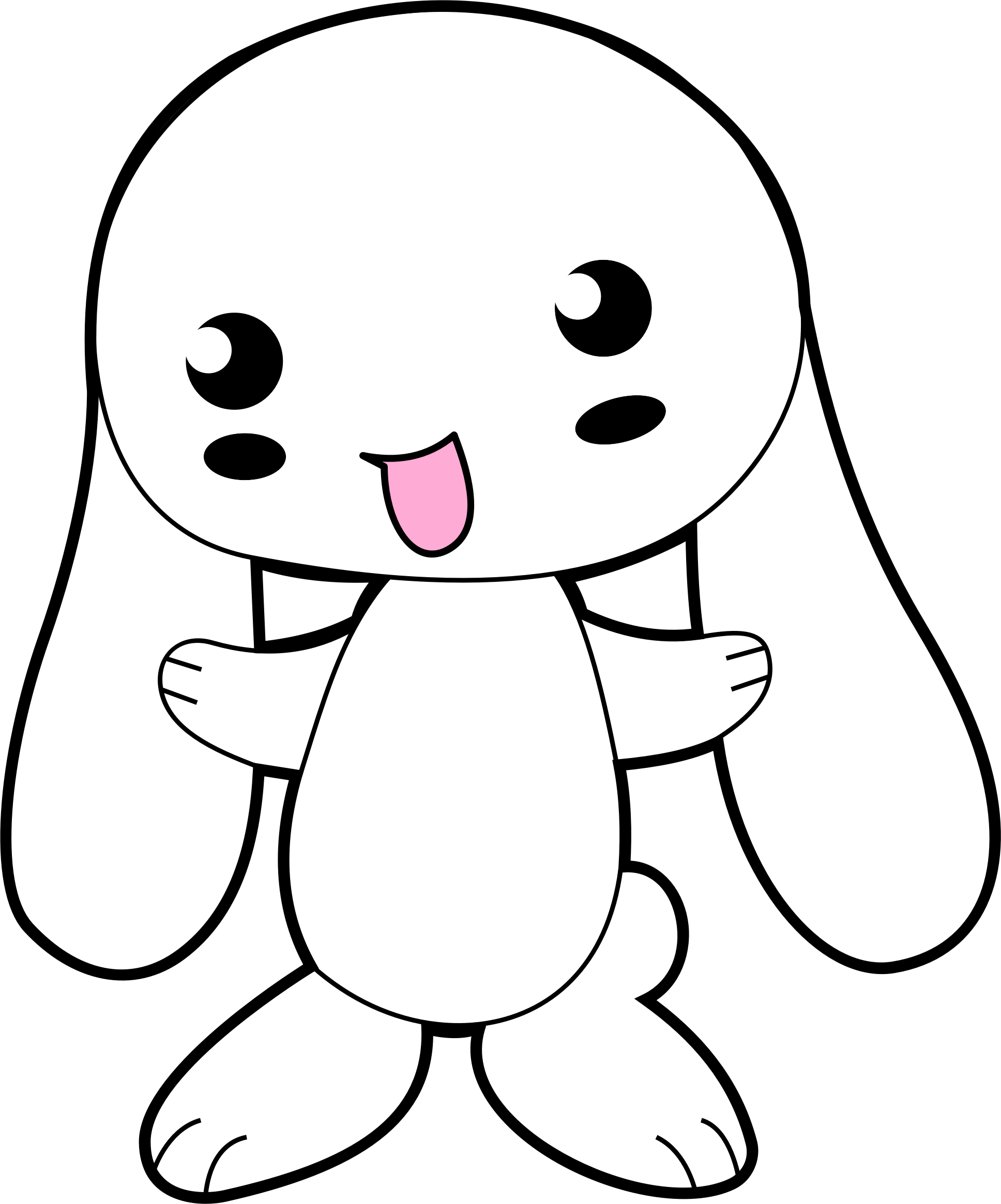 Cute Bunny Cartoon Black And White, Hd Png Download