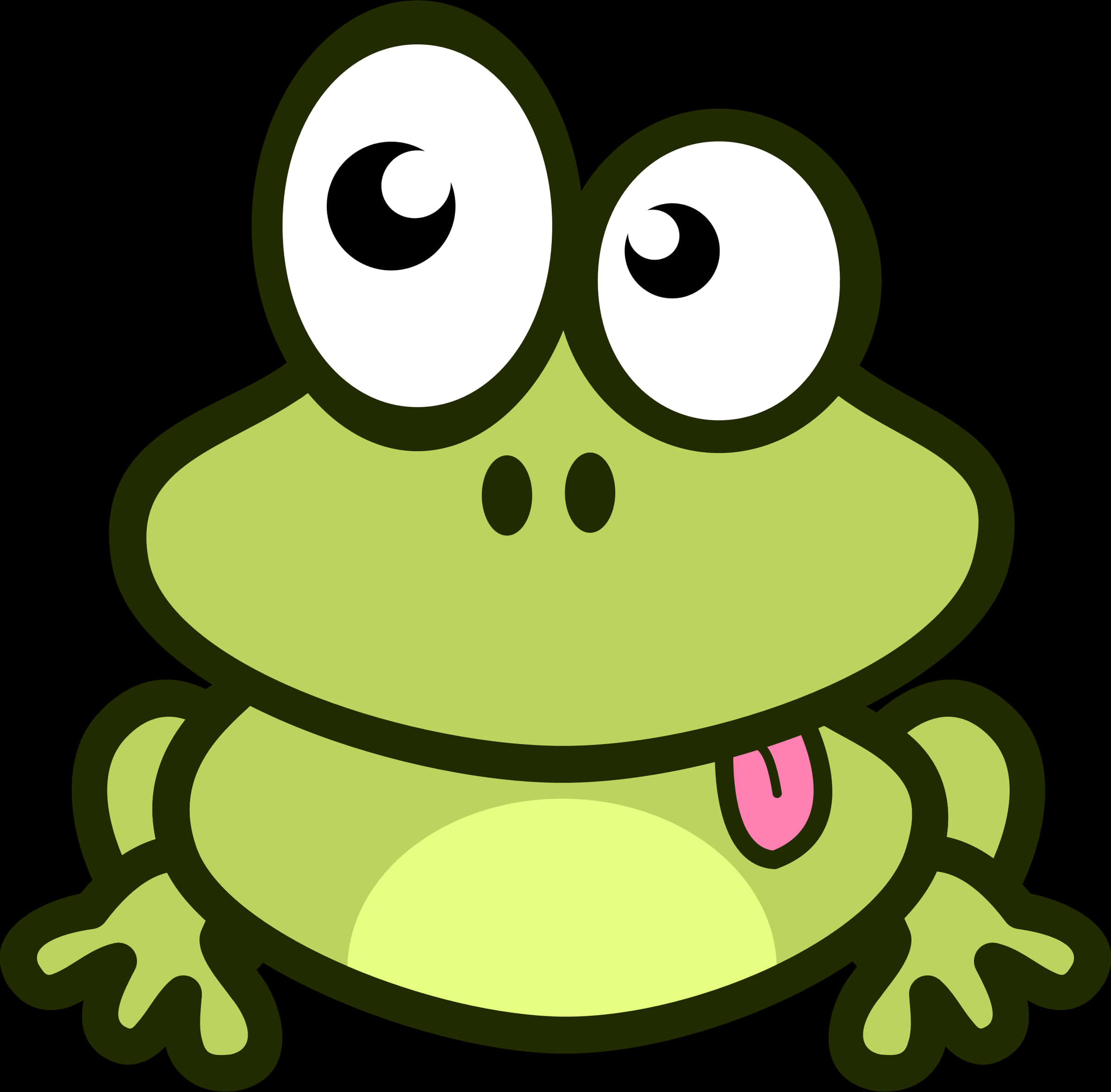 A Cartoon Frog With Big Eyes